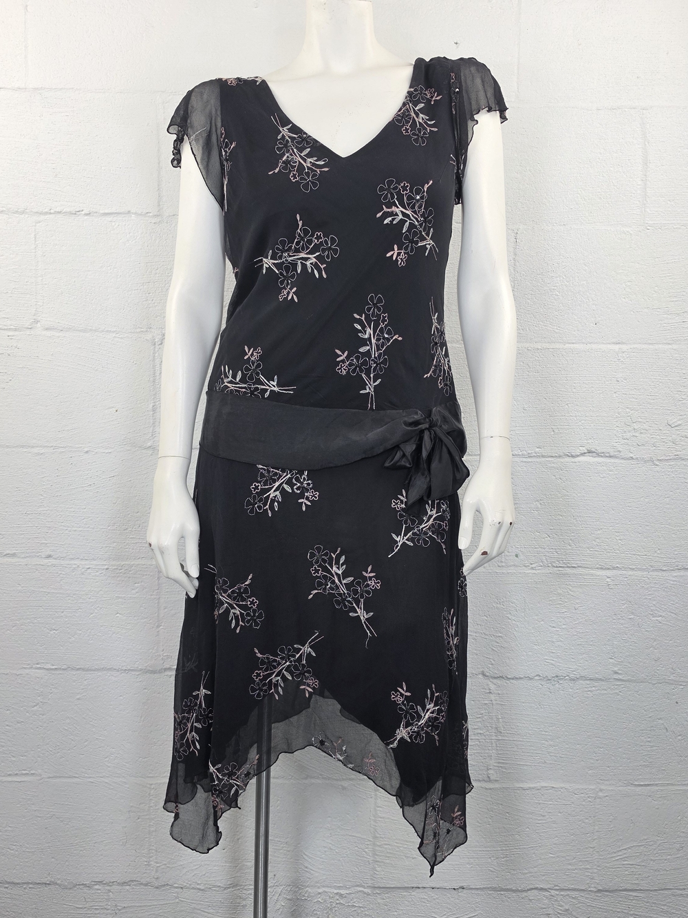 Jonathan Martin Studio Vintage 90s/ Y2K Sheer Silk Embroidered Overlay Dress